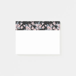 Rosa & Grått Blommigt Vattenfärg Mönster Post-it Block