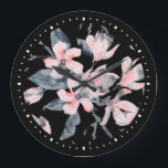 Rosa & Grått Blommigt Vattenfärg Mönster Stor Klocka<br><div class="desc">En klocka med en elegant mönster tillverkad med en vattenfärgad illustration av rosa blommor med blå grått löv och stjälkar.</div>
