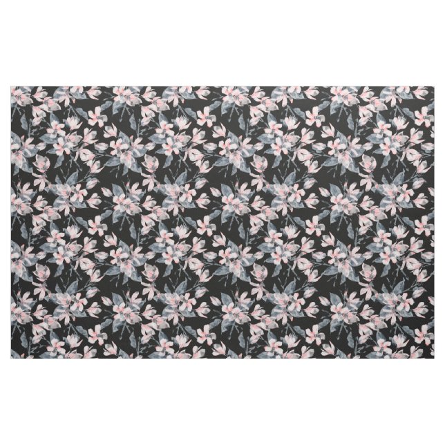 Rosa & Grått Blommigt Vattenfärg Mönster Tyg (Fat Quarter)