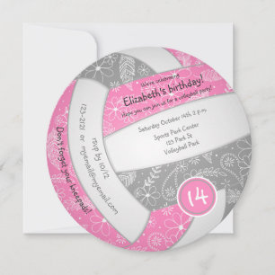 rosa grått boho doodle volleyball-idrottsår meddelande