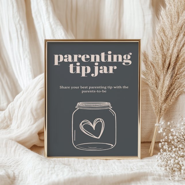 Rosa Grått Boho Typography Baby Parating Tip Burk Poster (Skapare uppladdad)