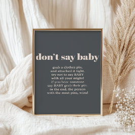Rosa Grått Boho Typography Baby Shower Game Sign- Poster