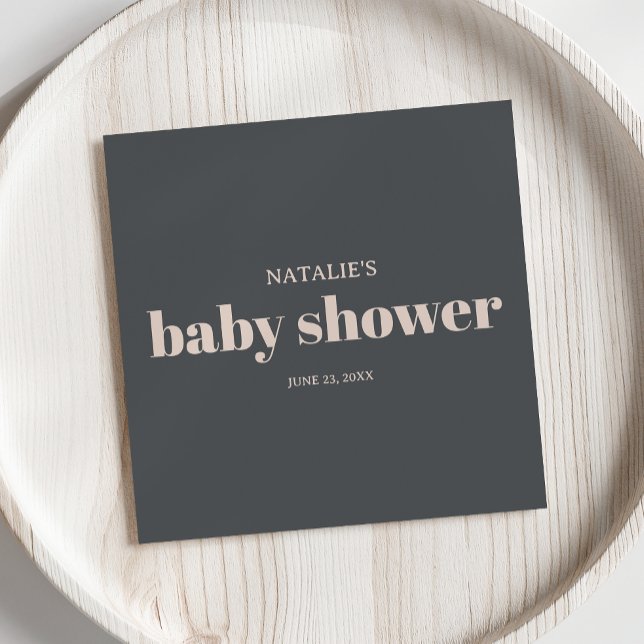 Rosa Grått Boho Typography Baby Shower Pappersservett (Skapare uppladdad)