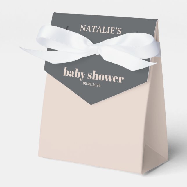 Rosa Grått Boho Typography Baby Shower Presentaskar (Framsidan Sidan)