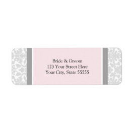 Rosa Grått Bröllop Anpassningsbar Returetiketter Returadress Etikett