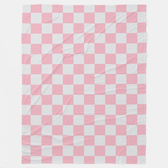 Rosa + Grått Checkboard Mönster Fleecefilt (Framsidan)