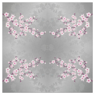 Rosa Grått Cherry Blommar Mönster Fabric Tyg