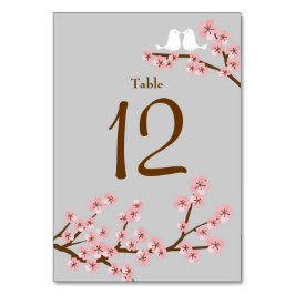 Rosa & Grått Cherry Blommar Vår bröllop Bordsnummer