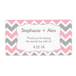 Rosa & Grått Chevron-Vattenflaska - anpassa den! Fraktsedel