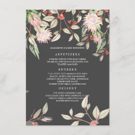  Rosa & Grått Counryside Flowers Bröllop Menu Meny