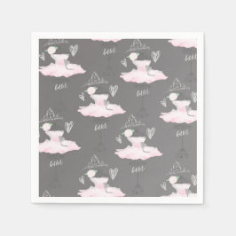 Rosa & Grått Couture Ballerina Födelsedagsfest Pappersservett