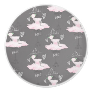 Rosa & Grått Couture Ballerina Girls Bedroom Knopp