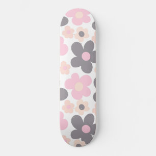  Rosa Grått Daisys Retro Dream #1 #retro #art Mini Skateboard Bräda 18,5 Cm