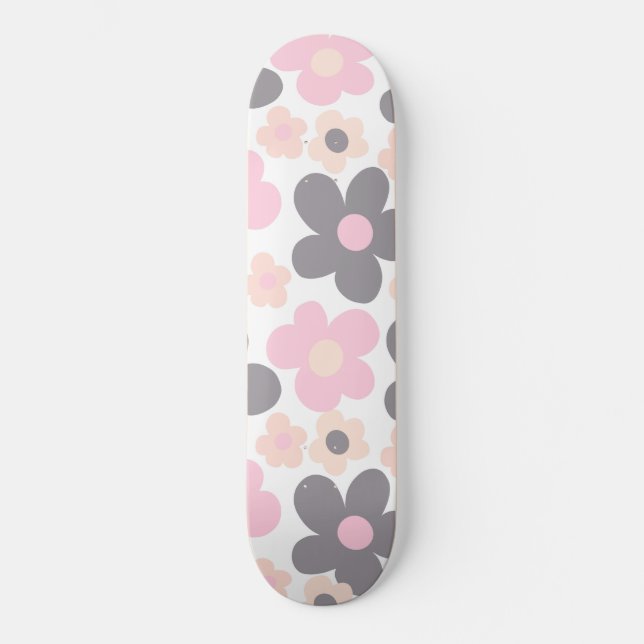  Rosa Grått Daisys Retro Dream #1 #retro #art Mini Skateboard Bräda 18,5 Cm (Framsida)