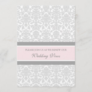 Rosa Grått Damask Wedding Vow Renewal Investigatio Inbjudningar