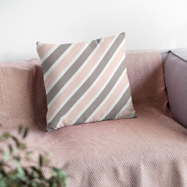  Rosa Grått Diagonal Rand Dekorativ kudde