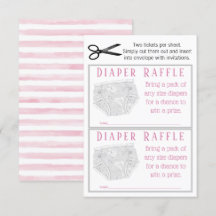 Rosa Grått Diaper Girl Diaper Raffle Biljett