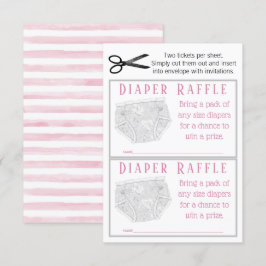 Rosa Grått Diaper Girl Diaper Raffle Biljett Inbjudningar