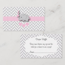 Rosa Grått Elephant 🐘 Baby Shower Diaper Raffle Tilläggskort