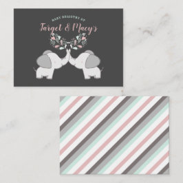 Rosa & Grått Elephant Baby Shower Gift-register Tilläggskort