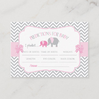 Rosa & Grått Elephant Predictions Baby Shower Card Tilläggskort