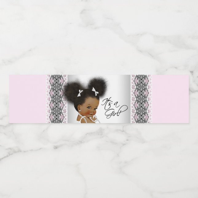 Rosa Grått Etniska Flicka Vattenflaska-etiketter Vattenflaskor Etikett (Singel etikett)