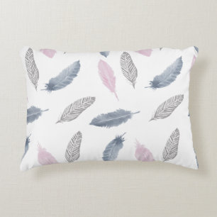 Rosa Grått Feathers Cushion Prydnadskudde
