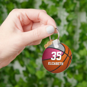 rosa grått-flickor idrottsrealistiska basketboll nyckelring