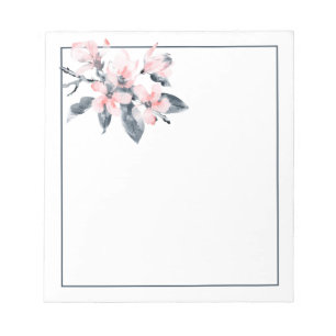 Rosa & Grått Flowers Classy Watercolor Anteckningsblock