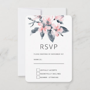Rosa & Grått Flowers Classy Watercolor OSA Kort