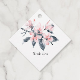 Rosa & Grått Flowers Classy Watercolor Tack Gåvor Etiketter