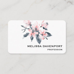 Rosa & Grått Flowers Classy Watercolor Visitkort
