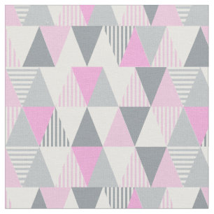 Rosa Grått Geometric Triangle Mönster Tyg