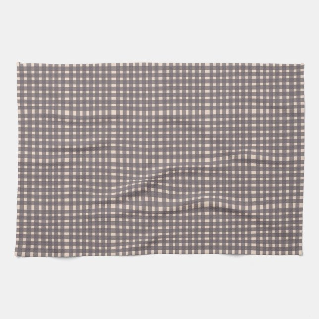 Rosa Grått Gingham Play Mönster Kökshandduk (Horisontell)