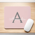 Rosa Grått Girly Script Monogram Namn Modern Musmatta<br><div class="desc">och Rosa Grått Monogram Lägg till din egen Namn-muspekare (Mouse Pad). Det gör perfekten söt 16-årsjubileum,  bröllop,  möhippa,  årsdag,  babydusch eller bachelorette-fest för någon som glam lyxen och chic stilar i kärlek.</div>
