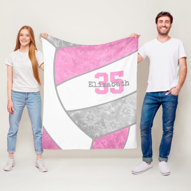 rosa grått girly volleyball w idrottsman anpassad  fleecefilt (På plats)