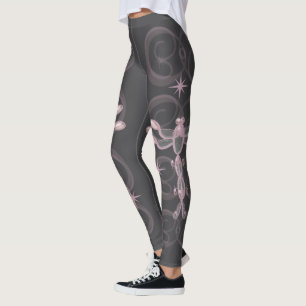 Rosa, Grått, glasburkar med stjärnor Leggings