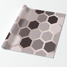 Rosa Grått Guld Ro Geometry Honeycomb Hexagon Presentpapper