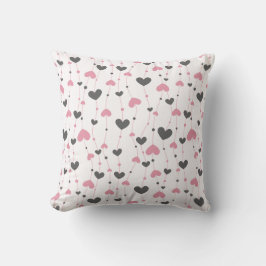Rosa Grått Hearts Nursery Girls Room Kudde