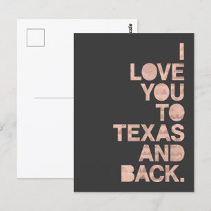 Rosa Grått Kärlek Du till Texas och back-vykort Vykort