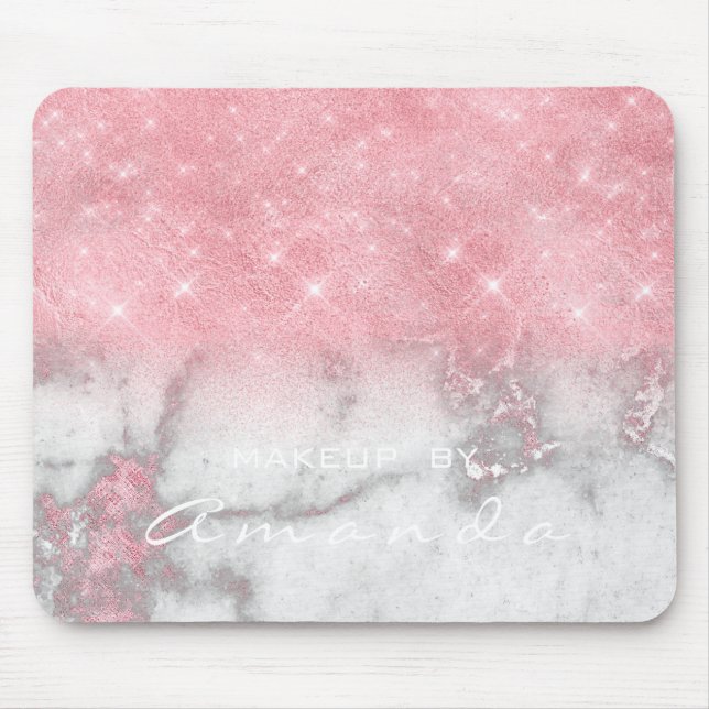 Rosa Grått Marble Sparkly Glitter Branding Beauty Musmatta (Framsidan)