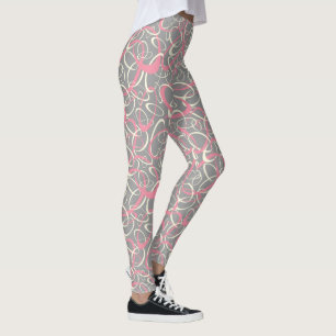 rosa grått-mod-retroslingor, geometrisk mönster leggings