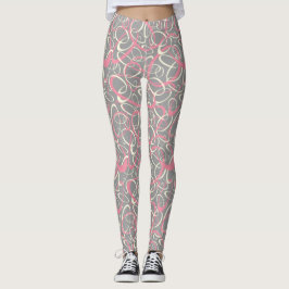 rosa grått-mod-retroslingor, geometrisk mönster leggings