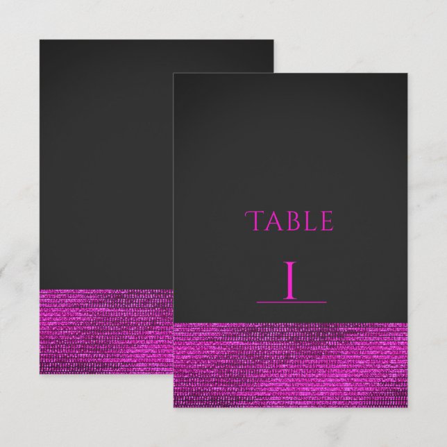 Rosa & Grått Modern Glam Sequins Bordsnummer Card (Fram/baksida)