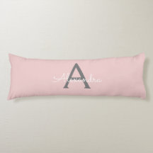 Rosa Grått Modern Script Girly Monogram Namn