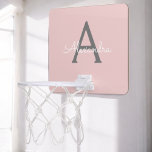Rosa Grått Modern Script Girly Monogram Namn Mini-Basketkorg<br><div class="desc">Rosa och Grått Enkelt skript Monogram Namn Mini Basketball Ring. Det gör perfekten söt 16-årsjubileum,  bröllop,  möhippa,  årsdag,  babydusch eller bachelorette-fest för någon som glam lyxen och chic stilar i kärlek.</div>
