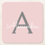 Rosa Grått Modern Script Girly Monogram Namn Underlägg Papper Kvadrat<br><div class="desc">Rosa och Grått Simple Script Monogram Namn Papper Underlägg. Det gör perfekt studenten,  födelsedag,  bröllop,  möhippa,  årsdag,  babydusch eller bachelorette-fest till någon som glam lyx och chic stilar.</div>