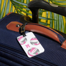 rosa grått monogrammad volleyball bag