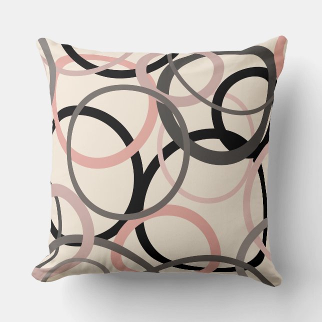 rosa-, grått- och Black Circles Kudde (Framsida)