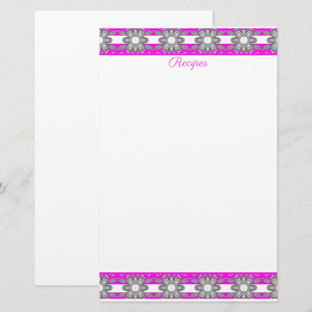 Rosa Grått och vit Brevpapper (Fram/baksida)